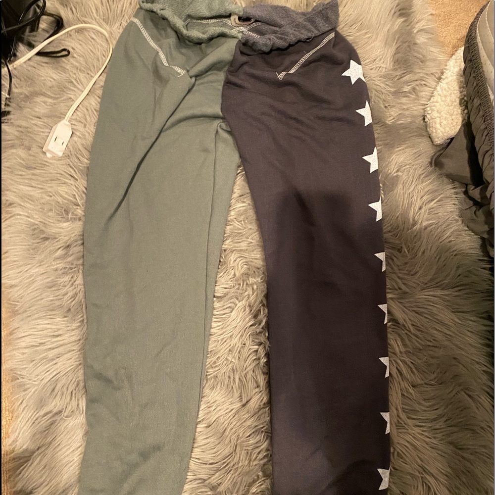 half and half joggers with stars on the side!